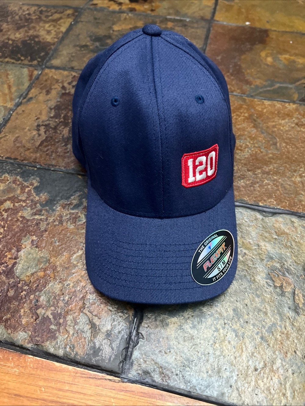 Navy Blue Baseball Cap with Red '120' Patch